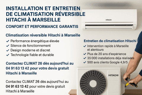 Installation et entretien de climatisation réversible Hitachi à Marseille : confort et performance garantis